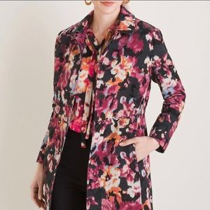 Chico’s fitted jacquard statement trench coat. Size S